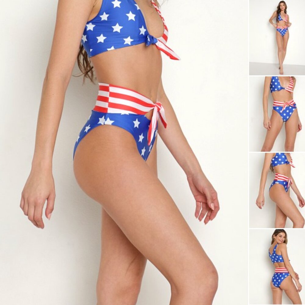 Beach Riot Emma Bikini Bottom Stars and Stripes